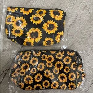 Sunflower Print Cosmetic Bags